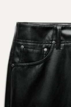 Online PANTALÓN RECTO EFECTO PIEL ZW COLLECTION Mujer Pantalones