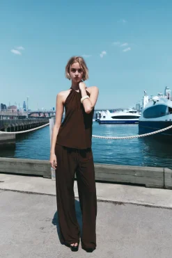 Hot PANTALÓN RECTO FLUIDO Mujer Pantalones