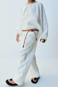 Niños ZARA 6 - 14 Años·Pantalones<PANTALÓN RECTO LINO