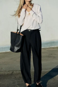 Discount PANTALÓN RECTO PINZAS Mujer Pantalones