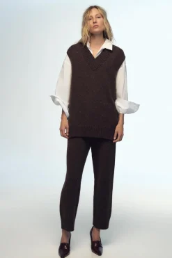 New PANTALÓN RECTO PUNTO Mujer Pantalones|Cárdigan / Jerséis