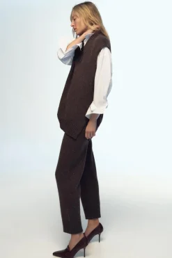 New PANTALÓN RECTO PUNTO Mujer Pantalones|Cárdigan / Jerséis