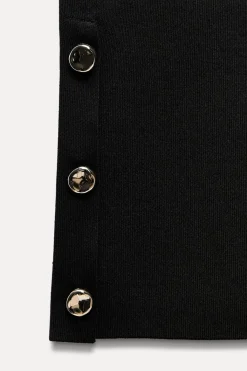 Online PANTALÓN RECTO PUNTO BOTONES LATERALES Mujer Pantalones|Cárdigan / Jerséis