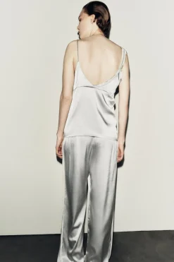 Outlet PANTALÓN RECTO SATINADO Mujer Pantalones