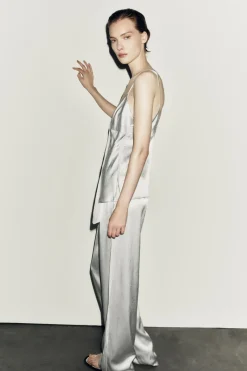 Outlet PANTALÓN RECTO SATINADO Mujer Pantalones