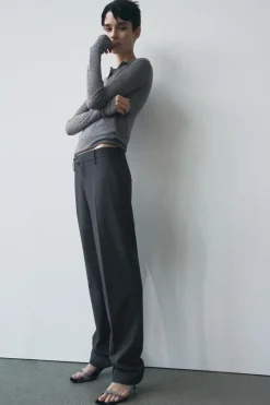 Sale PANTALÓN RECTO TIRO BAJO ZW COLLECTION Mujer Pantalones