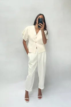 Discount PANTALÓN RECTO VUELTA BAJO Mujer Pantalones