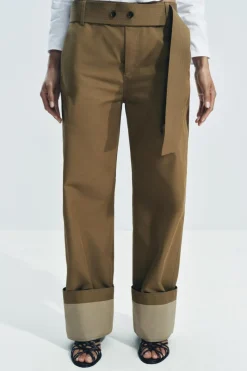 Discount PANTALÓN SARGA CINTURÓN ZW COLLECTION Mujer Pantalones