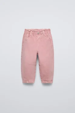 Niños ZARA 1½ - 6 Años·Pantalones|6 - 18 Meses·Pantalones / Leggings<PANTALÓN SARGA PAPERBAG