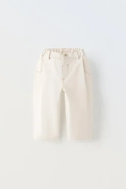 Niños ZARA 1½ - 6 Años·Pantalones|1½ - 6 Años·Pantalones / Leggings<PANTALÓN SARGA PINZAS PESPUNTES