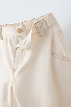 Niños ZARA 1½ - 6 Años·Pantalones|1½ - 6 Años·Pantalones / Leggings<PANTALÓN SARGA PINZAS PESPUNTES