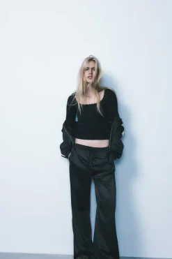 Outlet PANTALÓN SATINADO BANDA LATERAL Mujer Pantalones