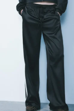 Outlet PANTALÓN SATINADO BANDA LATERAL Mujer Pantalones