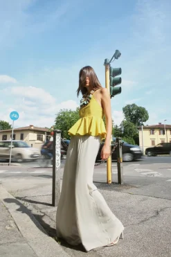 Hot PANTALÓN SATINADO CINTURA ELÁSTICA Mujer Pantalones