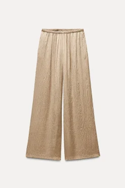 Clearance PANTALÓN SATINADO EFECTO ARRUGADO Mujer Pantalones