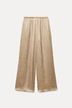 Clearance PANTALÓN SATINADO EFECTO ARRUGADO Mujer Pantalones