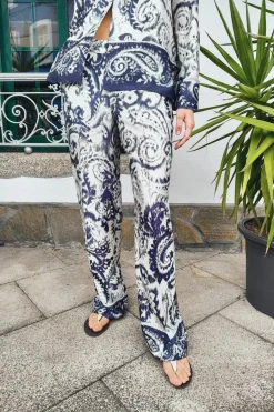 Fashion PANTALÓN SATINADO ESTAMPADO Mujer Pantalones