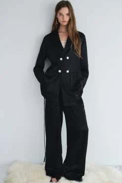 Fashion PANTALÓN SATINADO LAZO ZW COLLECTION Mujer Pantalones