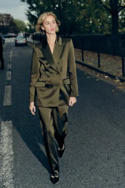 Fashion PANTALÓN SATINADO TIRO ALTO Mujer Pantalones