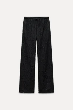 New PANTALÓN SEMITRANSPARENTE ENCAJE Mujer Pantalones