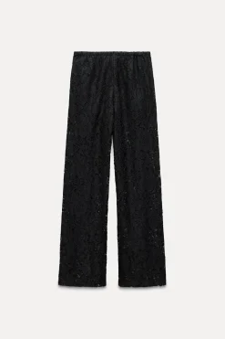 New PANTALÓN SEMITRANSPARENTE ENCAJE Mujer Pantalones