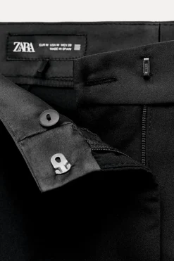 Hot PANTALÓN SMOKING CINTURA COMBINADA SATINADA Mujer Pantalones