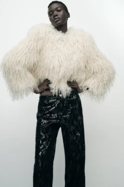 Outlet PANTALÓN TERCIOPELO LENTEJUELAS Mujer Pantalones