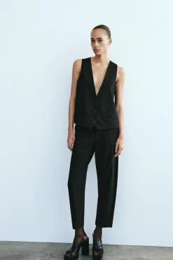 Hot PANTALÓN TOBILLERO BANDA SATINADA Mujer Pantalones