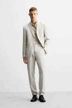 Best PANTALÓN TRAJE 100% LINO Hombre Pantalones