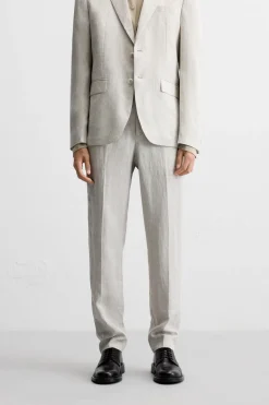 Best PANTALÓN TRAJE 100% LINO Hombre Pantalones