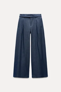 New PANTALÓN WIDE LEG CINTURÓN Mujer Jeans|Pantalones