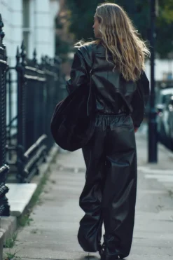 Best PANTALÓN WIDE LEG EFECTO PIEL Mujer Pantalones