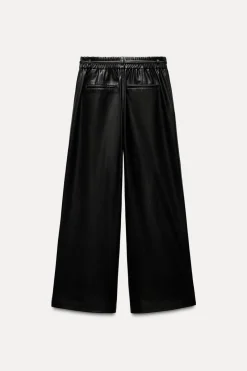 Best PANTALÓN WIDE LEG EFECTO PIEL Mujer Pantalones