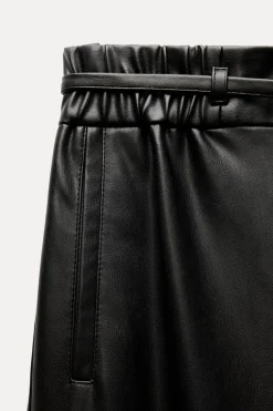 Best PANTALÓN WIDE LEG EFECTO PIEL Mujer Pantalones