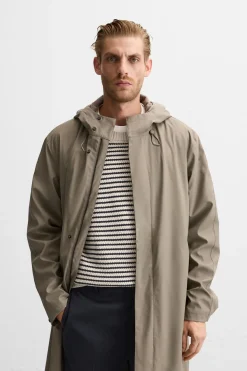 Discount PARKA ENGOMADA CAPUCHA Hombre Cazadoras|Abrigos / Gabardinas