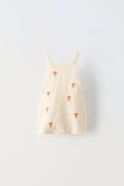 Niños ZARA 6 - 18 Meses·Punto|6 - 18 Meses·Vestidos / Monos<PELELE PUNTO FLORES BORDADAS