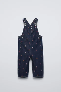 Niños ZARA 1½ - 6 Años·Vestidos / Petos|1½ - 6 Años·Pantalones<PETO DENIM FLORES BORDADAS