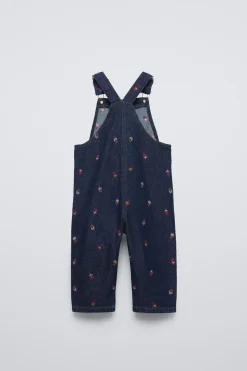 Niños ZARA 1½ - 6 Años·Vestidos / Petos|1½ - 6 Años·Pantalones<PETO DENIM FLORES BORDADAS