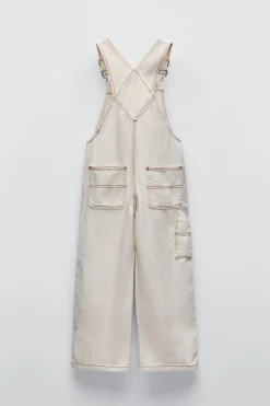 Niños ZARA 6 - 14 Años·Vestidos / Monos<PETO PESPUNTES ECRU