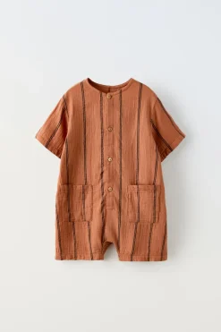 Niños ZARA 1½ - 6 Años·Faldas / Bermudas|1½ - 6 Años·Pantalones / Leggings<PETO RAYAS TEXTURA