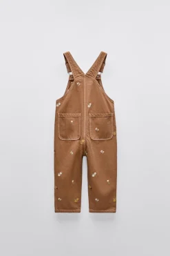 Niños ZARA 1½ - 6 Años·Vestidos / Petos|1½ - 6 Años·Camisas<PETO SARGA FLORES BORDADAS