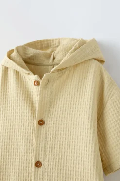 Niños ZARA 1½ - 6 Años·Faldas / Bermudas|1½ - 6 Años·Pantalones / Leggings<PETO WAFFLE CAPUCHA CORTO