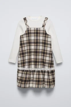 Niños ZARA 6 - 14 Años·Vestidos / Monos<PICHI CUADROS CON CAMISETA RIB