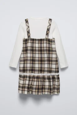 Niños ZARA 6 - 14 Años·Vestidos / Monos<PICHI CUADROS CON CAMISETA RIB