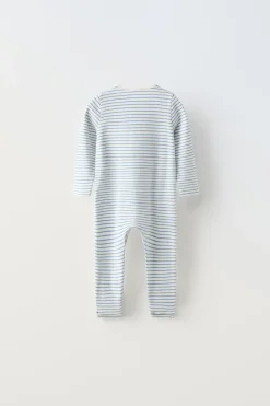 Niños ZARA 0 - 6 Meses·Homewear|6 - 18 Meses·Ropa Interior / Pijamas<PIJAMA ENTERO PIE CONVERTIBLE RAYAS