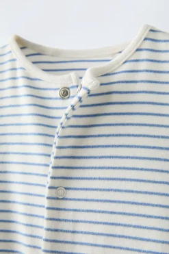 Niños ZARA 0 - 6 Meses·Homewear|6 - 18 Meses·Ropa Interior / Pijamas<PIJAMA ENTERO PIE CONVERTIBLE RAYAS