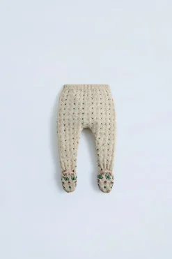 Niños ZARA 0 - 6 Meses·Punto|0 - 6 Meses·Leggings / Polainas<POLAINA PUNTO JACQUARD CASITAS