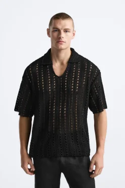 Fashion POLO PUNTO CROCHET Hombre Jerséis / Chaquetas|Polos