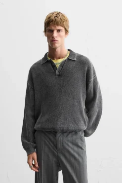 Sale POLO PUNTO EFECTO LAVADO Hombre Jerséis / Chaquetas|Polos