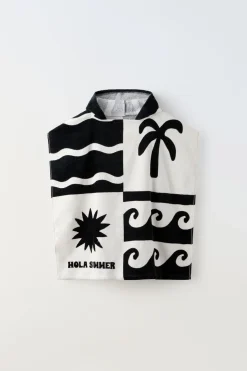 Niños ZARA 6 - 14 Años·Accesorios|1½ - 6 Años·Accesorios<PONCHO TOALLA CUADROS Y ONDAS